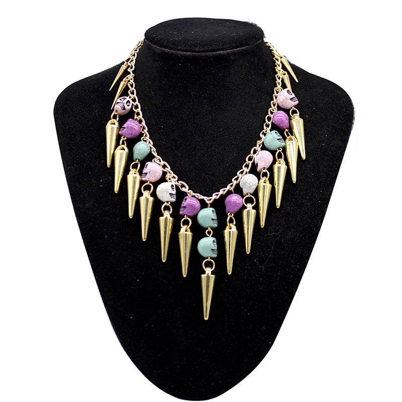Vintage Gem Choker Necklace - Retro Statement Pendant Jewelry