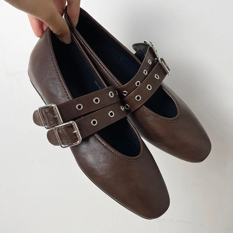Buckle Strap Ballet Flats - Round Toe Spring Lolita Dance Shoes