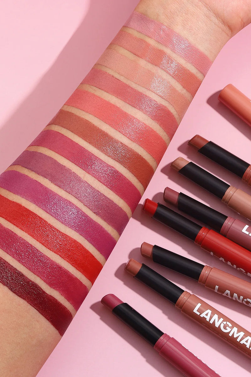 12 Color Matte Lipstick Pen - Waterproof Nude Velvet Lip Tint