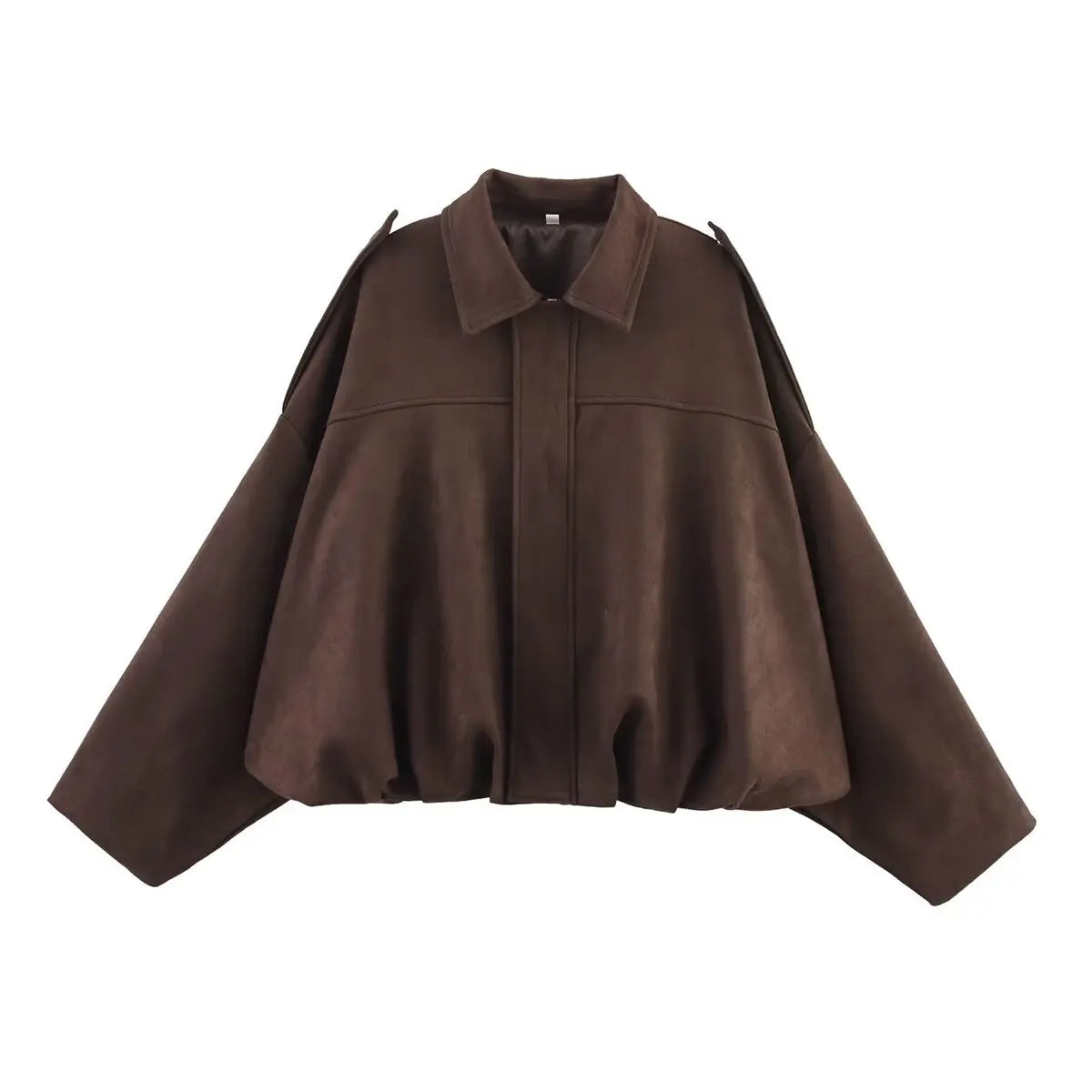 Suede Textured Bomber Jacket - Loose Lapel Casual Outerwear