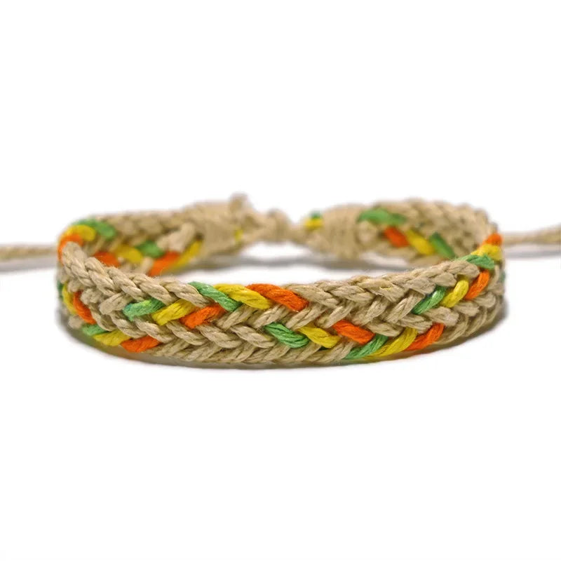Handmade Vintage Cotton Rope Bracelet - Adjustable Brown Charm Jewelry