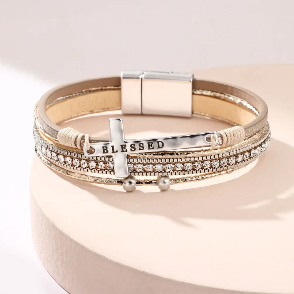 Bohemian Western Cross Bracelet - Faith-Inspired Womens Jewelry