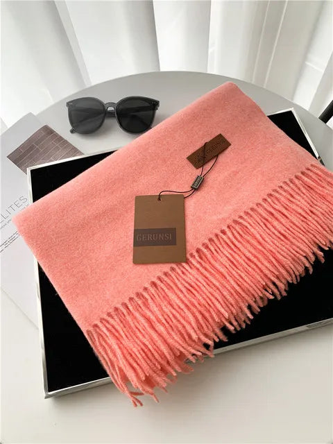 Solid Color Cashmere-Feel Winter Scarf - Soft Shawl Wrap Gift