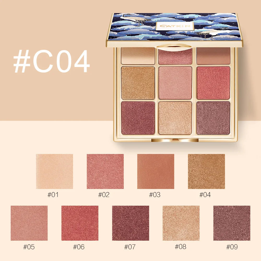 CATKIN 9 Color Eyeshadow Palette - Matte Glitter Natural Shades