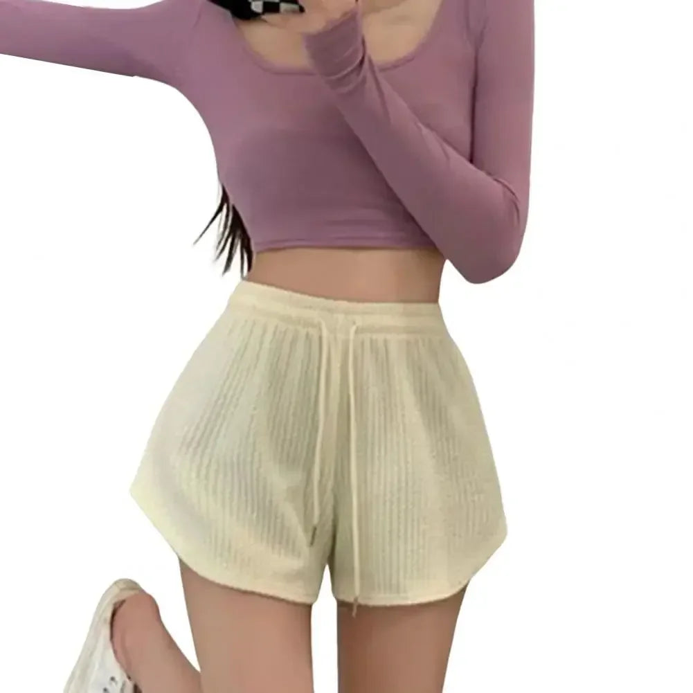 Drawstring Wide Leg Sweat Shorts - High Elastic Casual Fitness Shorts