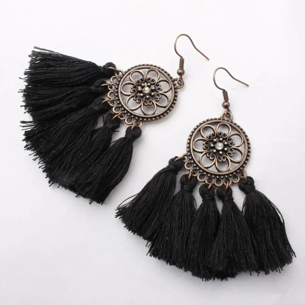 Bohemian Tassel Drop Earrings - Ethnic Red Sector Party Jewelry