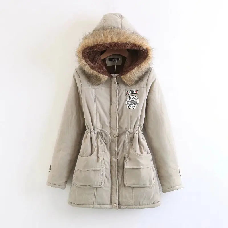 Hooded Thick Cotton Parka - Warm Winter Long Sleeve Jacket