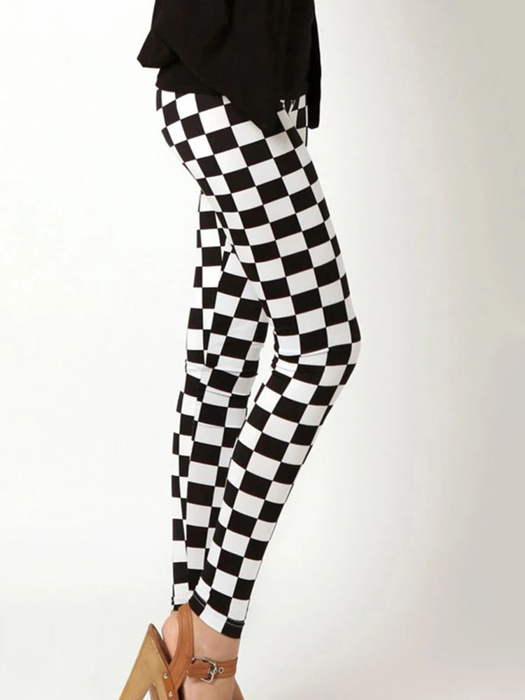 Graffiti Floral Print Leggings - Stretch Ankle-Length Everyday Tights