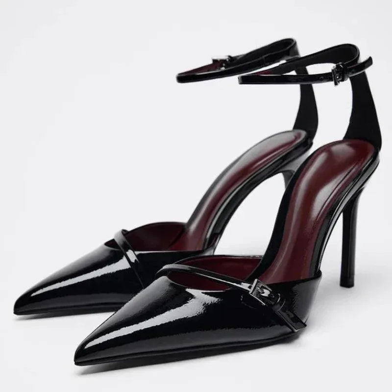 Rhinestone Clear Heel Sandals - Pointed Toe Party Nightclub Pumps
