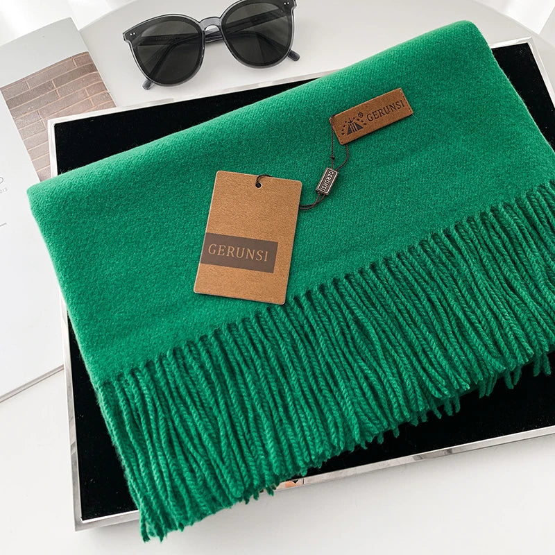 Solid Color Cashmere-Feel Winter Scarf - Soft Shawl Wrap Gift
