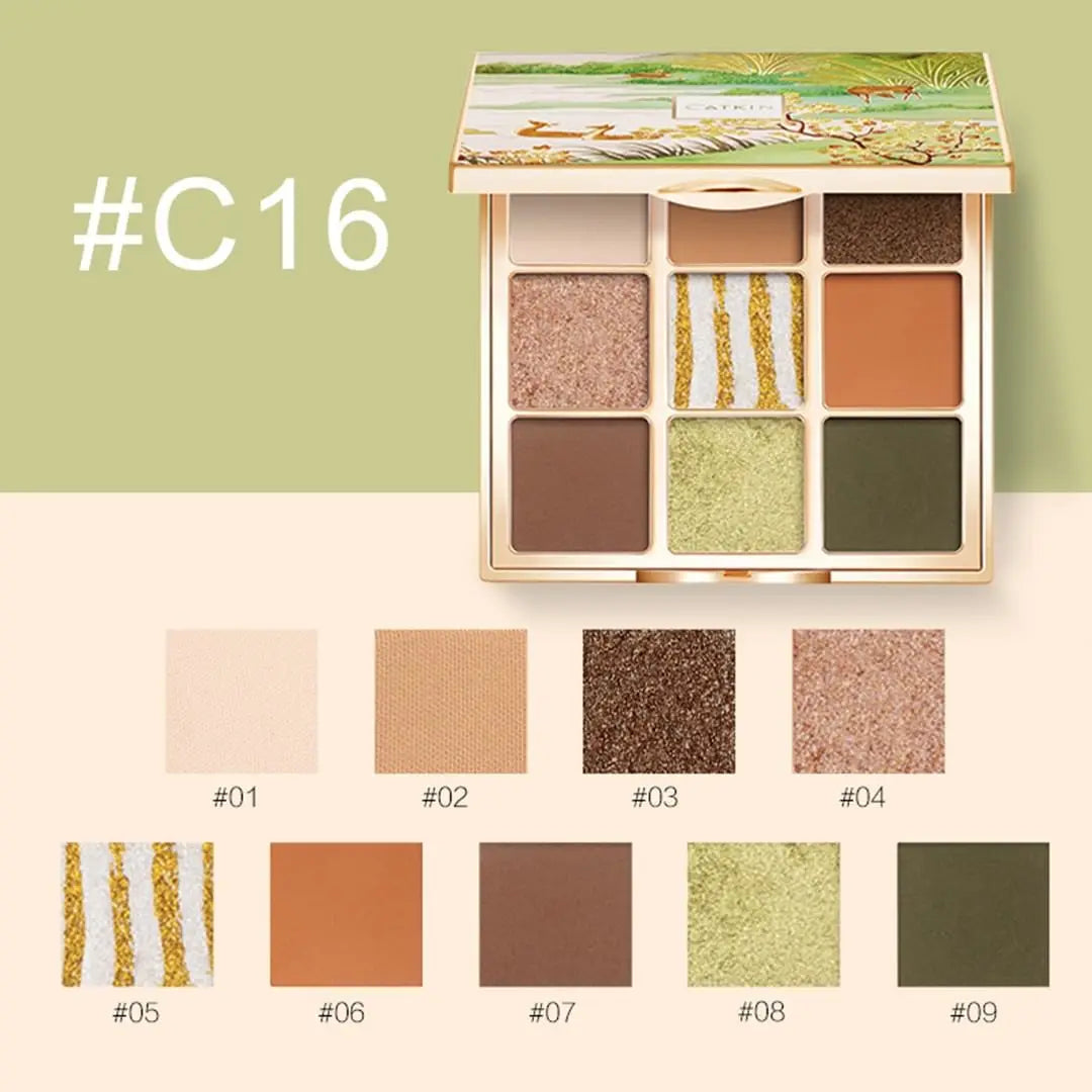 CATKIN 9 Color Eyeshadow Palette - Matte Glitter Natural Shades