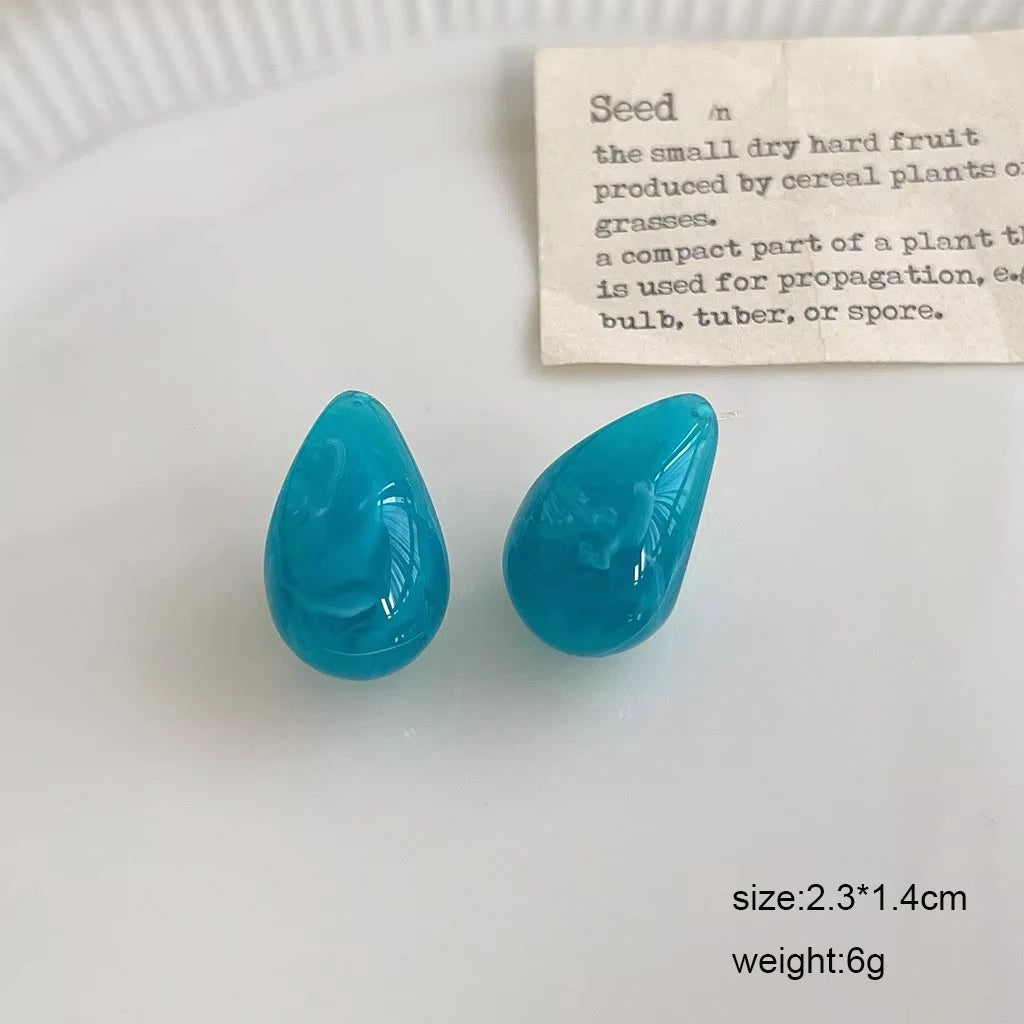 Blue Geometric Flower Butterfly Dangle Earrings - Bohemian Statement Jewelry