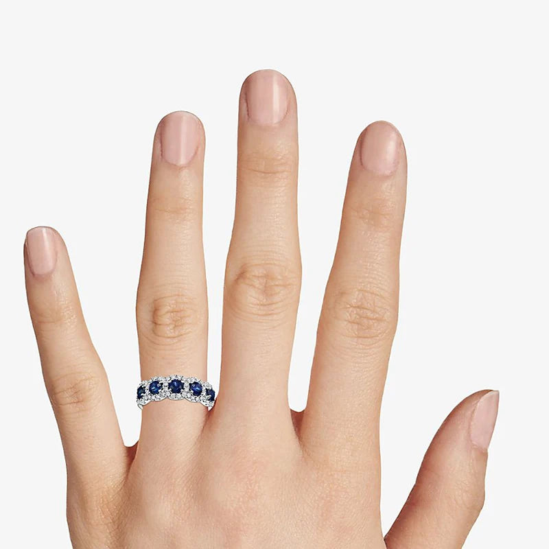 Blue White Cubic Zirconia Ring - Statement Wedding Party Jewelry