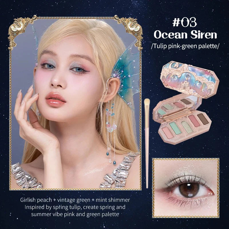 Moonlight Mermaid 5 Color Eyeshadow Palette - Matte Shimmer Glitter Makeup