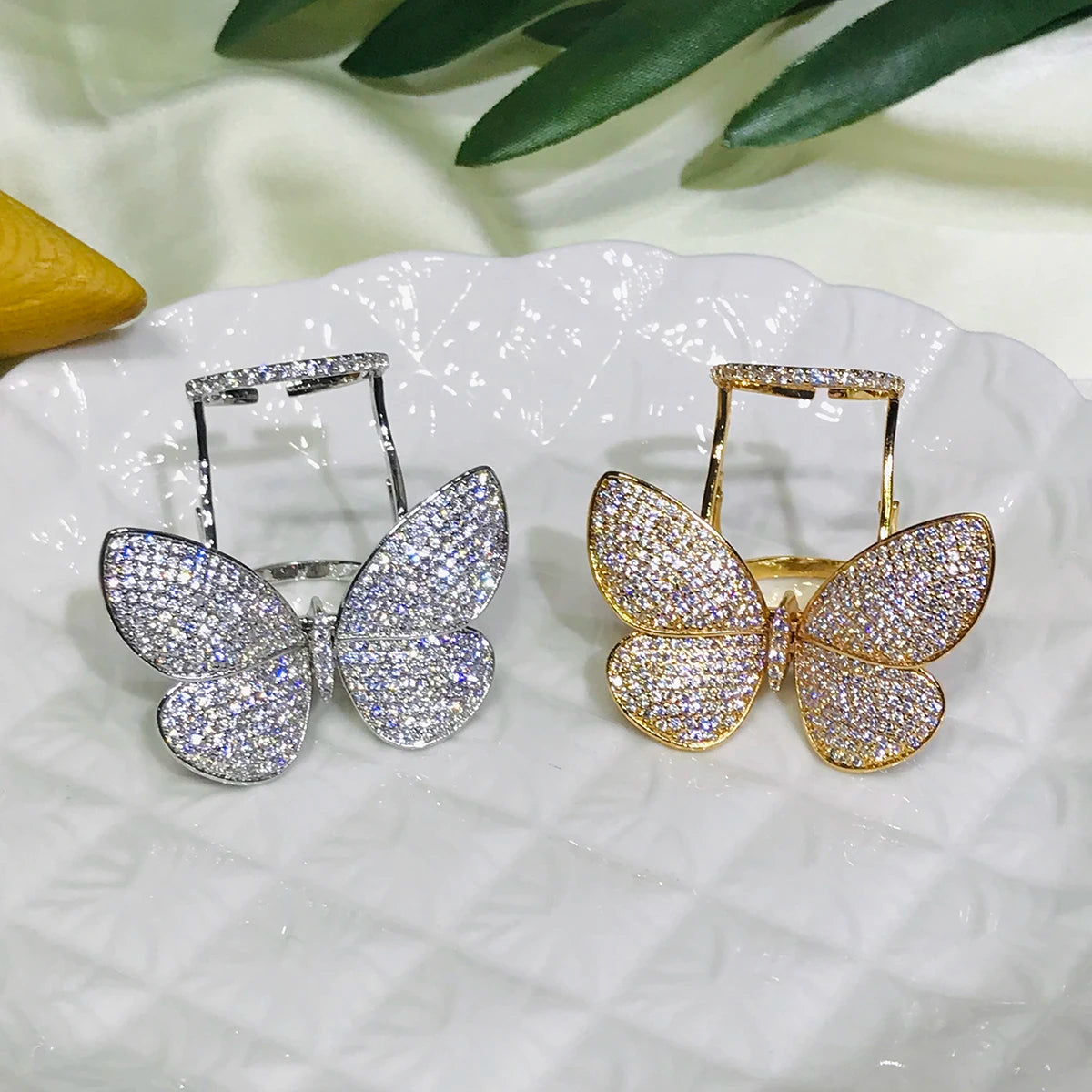 Korean Butterfly CZ Ring - Micro Paved Shining Party Jewelry