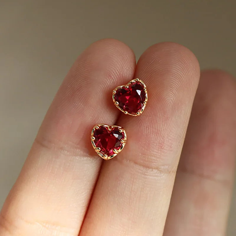 925 Silver Needle Zircon Stud Earrings - Gold Plated Crystal Jewelry