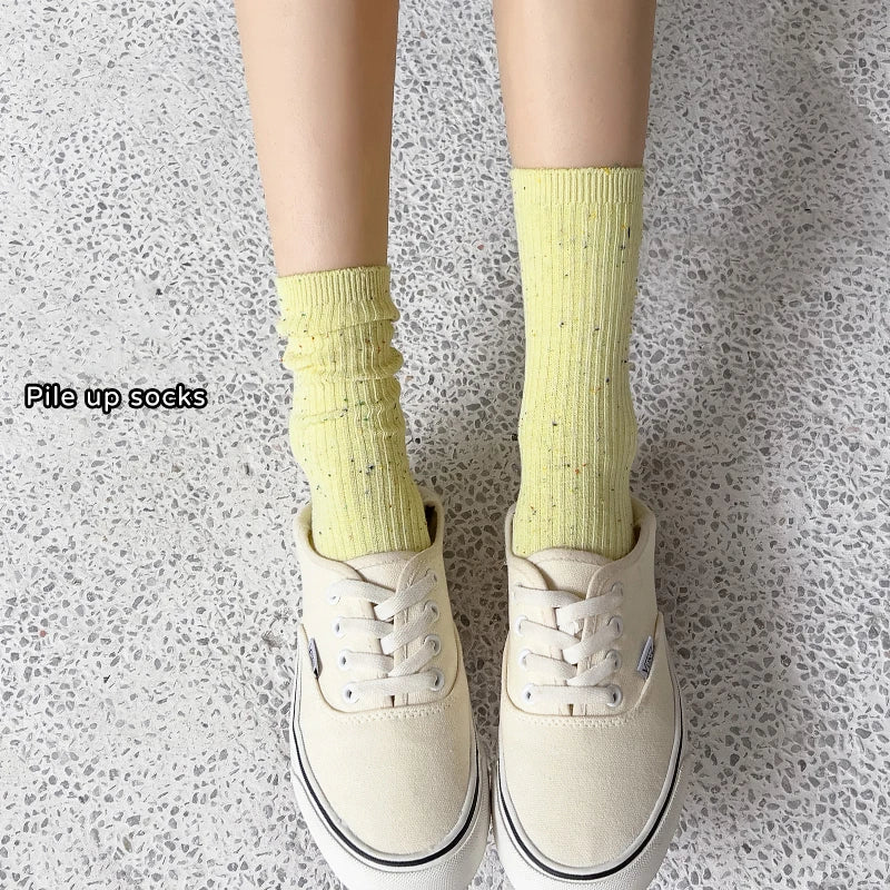 Colorful Long Pile Socks - Breathable Japanese Casual Crew Socks