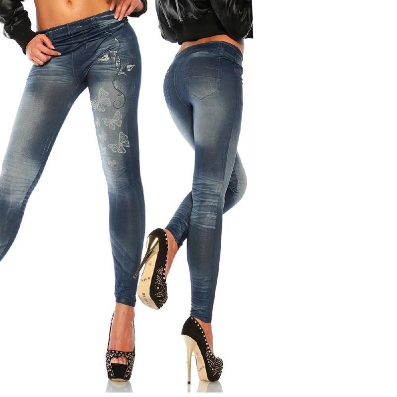 Classic Stretch Jeggings - Slim Imitation Jean Leggings