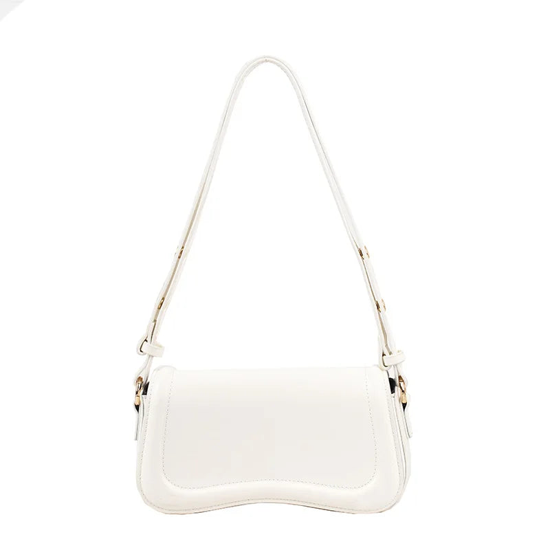 PU Leather Flap Crossbody Bag - Solid Color Small Saddle Purse