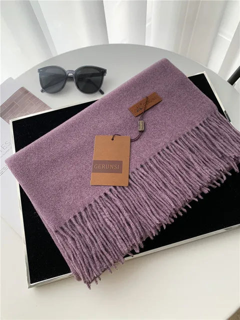 Solid Color Cashmere-Feel Winter Scarf - Soft Shawl Wrap Gift