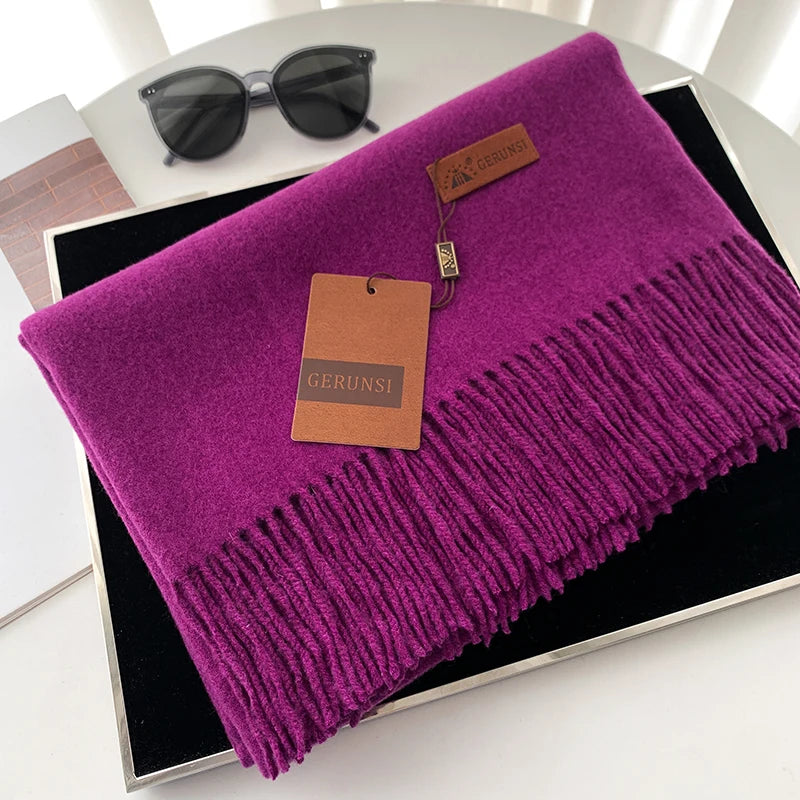 Solid Color Cashmere-Feel Winter Scarf - Soft Shawl Wrap Gift