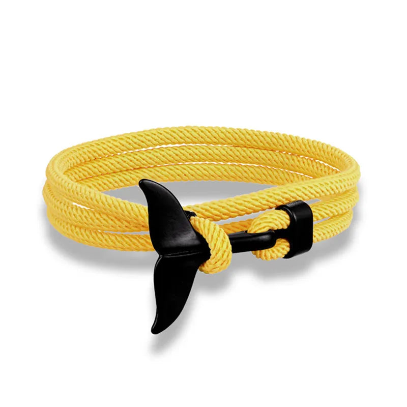 Ocean Anchor and Whale Tail Rope Bracelet - Adjustable Friendship Jewelry
