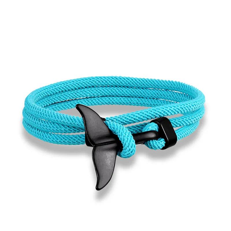 Ocean Anchor and Whale Tail Rope Bracelet - Adjustable Friendship Jewelry