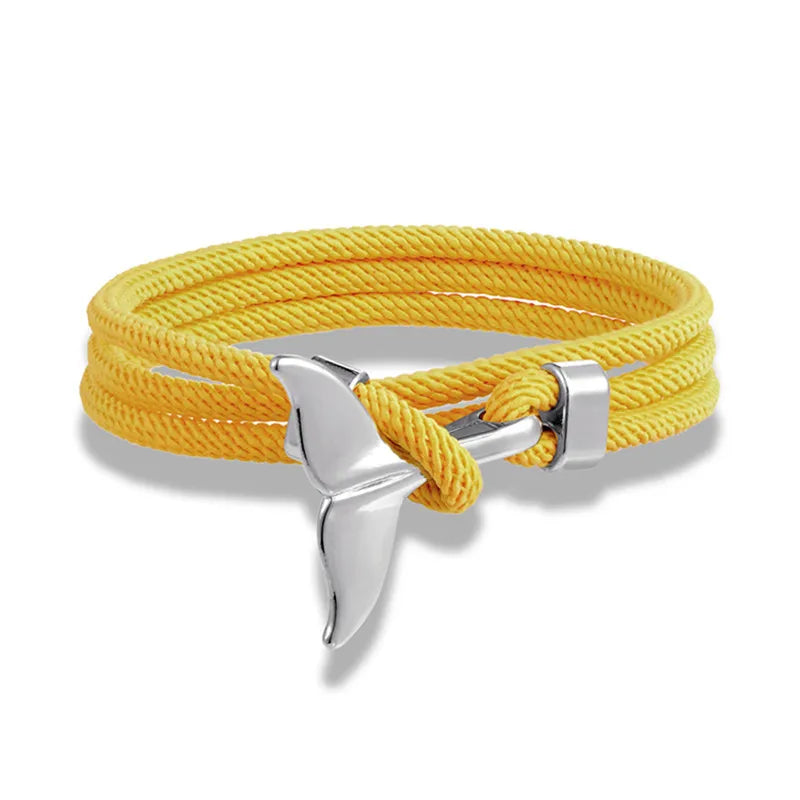 Ocean Anchor and Whale Tail Rope Bracelet - Adjustable Friendship Jewelry
