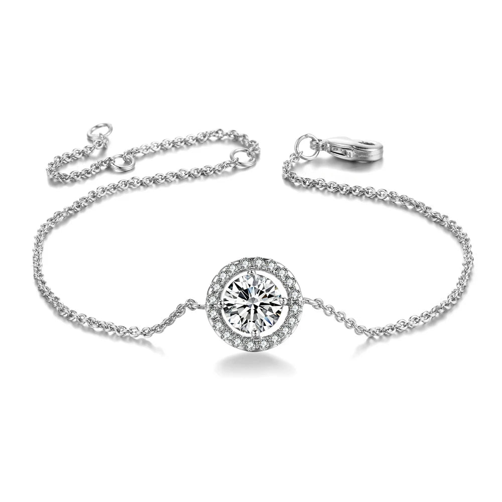Round Cut Cubic Zirconia Bracelet - Rose Gold and Silver Tone Jewelry