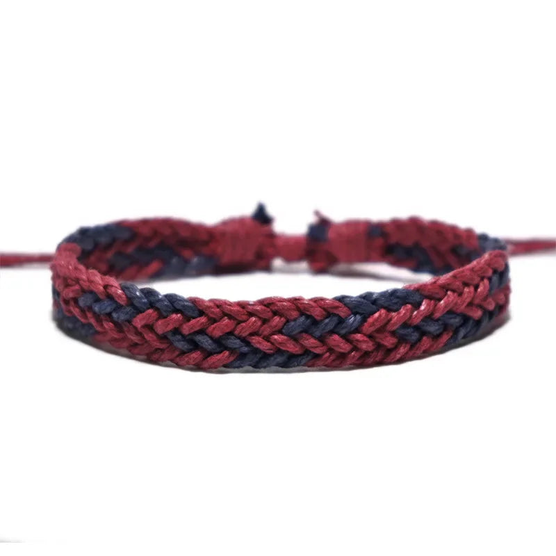 Handmade Vintage Cotton Rope Bracelet - Adjustable Brown Charm Jewelry