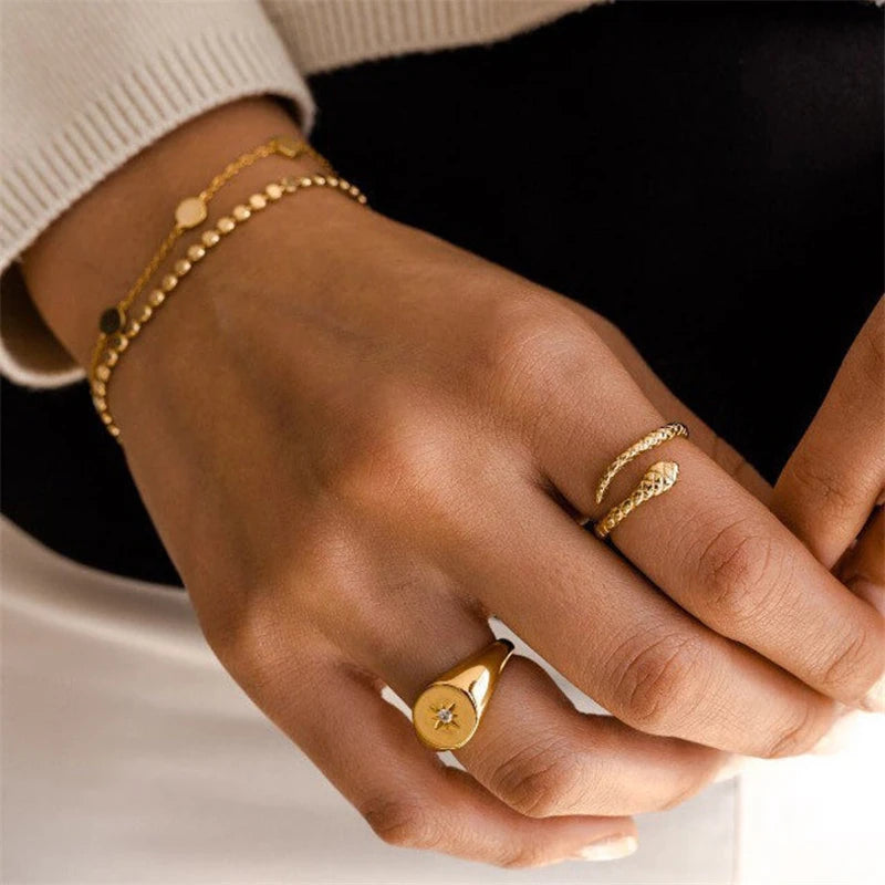 925 Sterling Silver Snake Ring - Open Adjustable Trendy Finger Ring