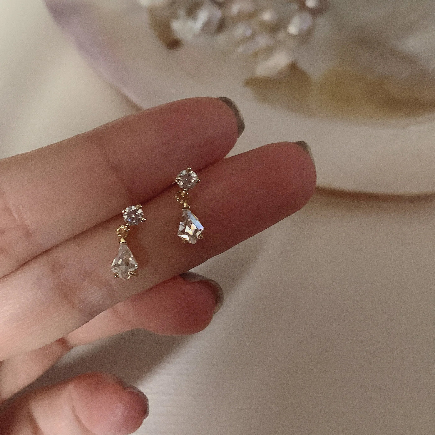 925 Silver Needle Zircon Stud Earrings - Gold Plated Crystal Jewelry