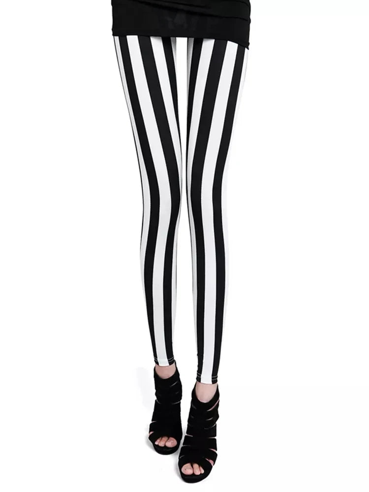 Graffiti Floral Print Leggings - Stretch Ankle-Length Everyday Tights