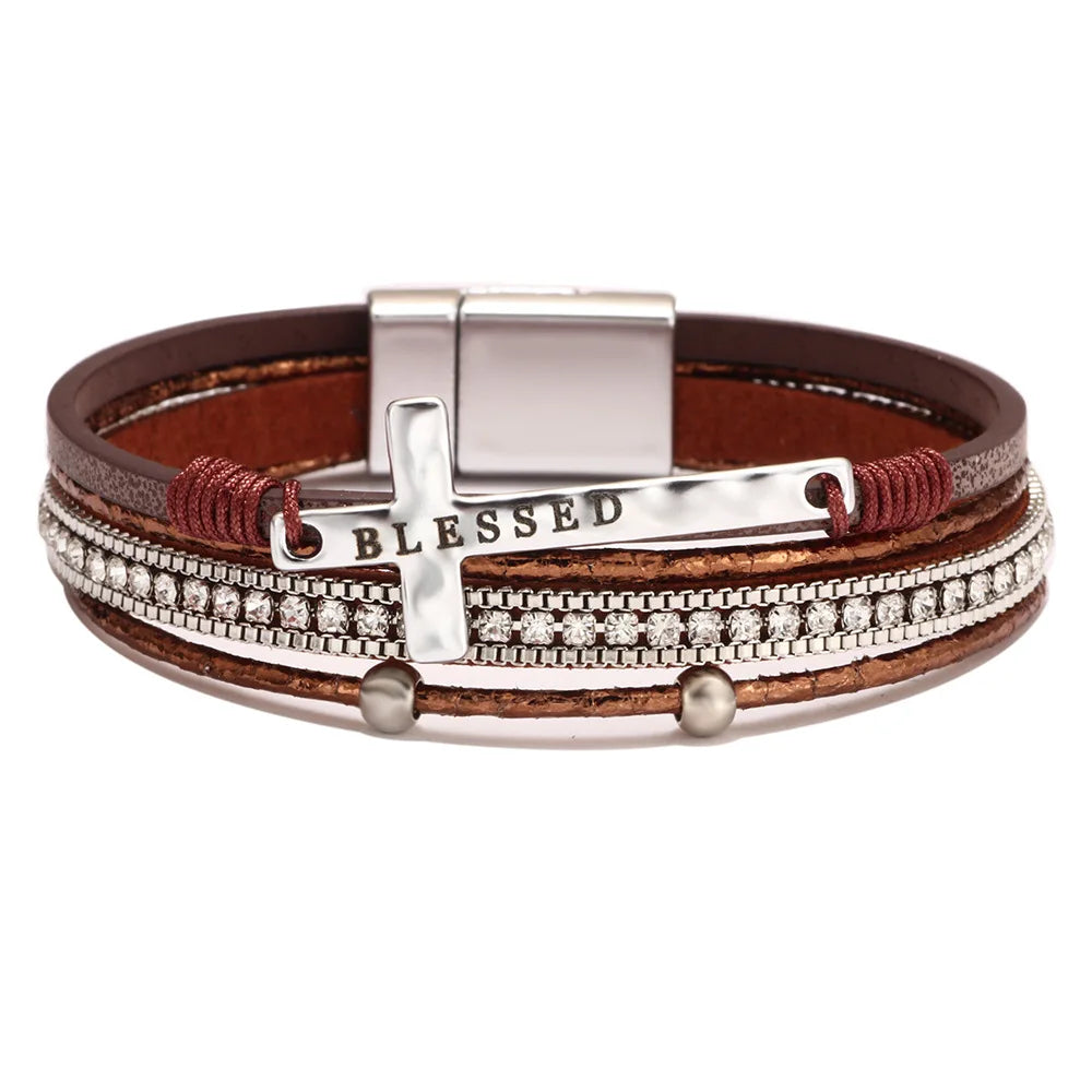 Bohemian Western Cross Bracelet - Faith-Inspired Womens Jewelry