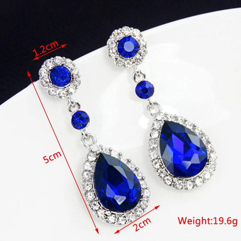 Blue Geometric Flower Butterfly Dangle Earrings - Bohemian Statement Jewelry