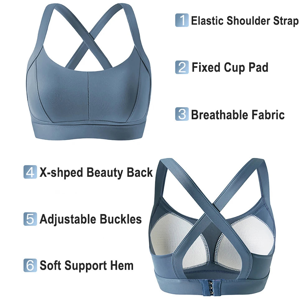 High Impact Criss Cross Sports Bra - Padded Yoga Crop Top