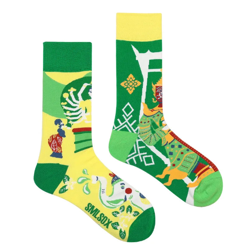 Flower Fruit Candy Cotton Socks - Colorful Unisex Mid Tube Pair