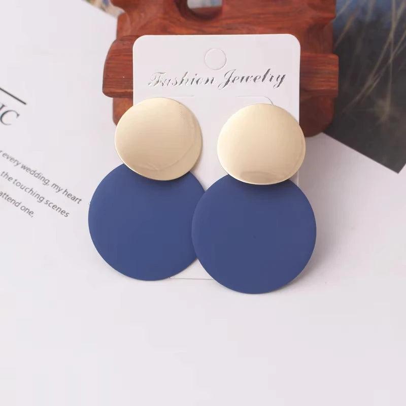 Blue Geometric Flower Butterfly Dangle Earrings - Bohemian Statement Jewelry