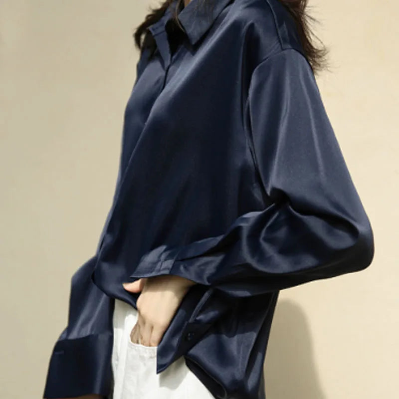 Vintage Button Up Blouse - Long Sleeve Loose Streetwear Shirt
