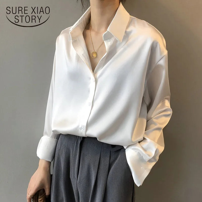 Vintage Button Up Blouse - Long Sleeve Loose Streetwear Shirt