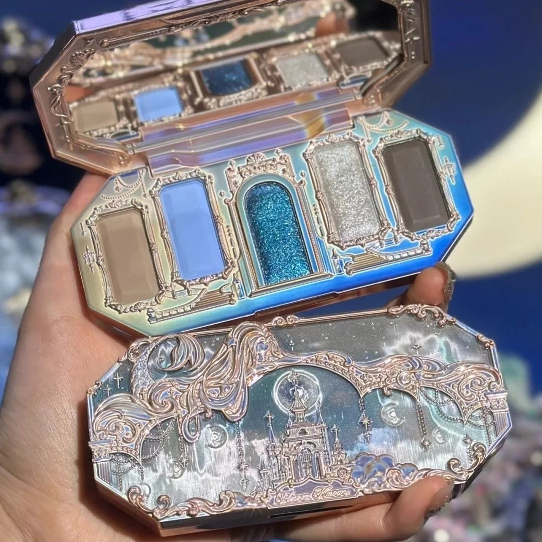 Moonlight Mermaid 5 Color Eyeshadow Palette - Matte Shimmer Glitter Makeup