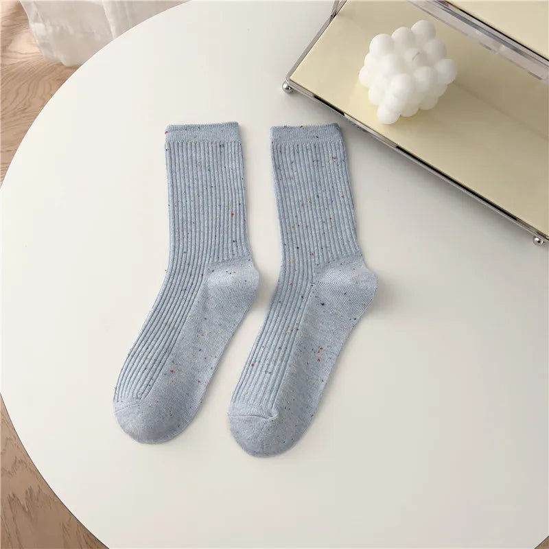 Colorful Long Pile Socks - Breathable Japanese Casual Crew Socks