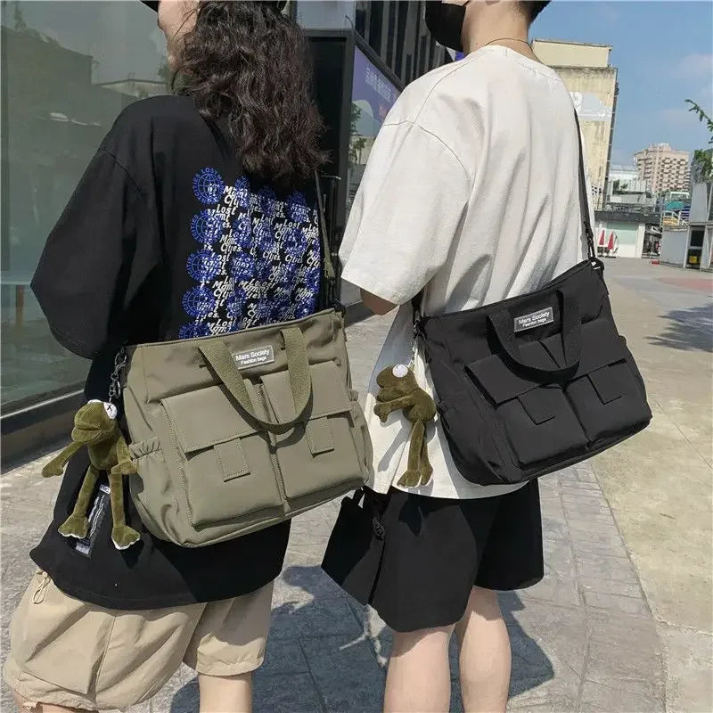 Waterproof Multi-Pocket Nylon Shoulder Bag - Casual Messenger Handbag