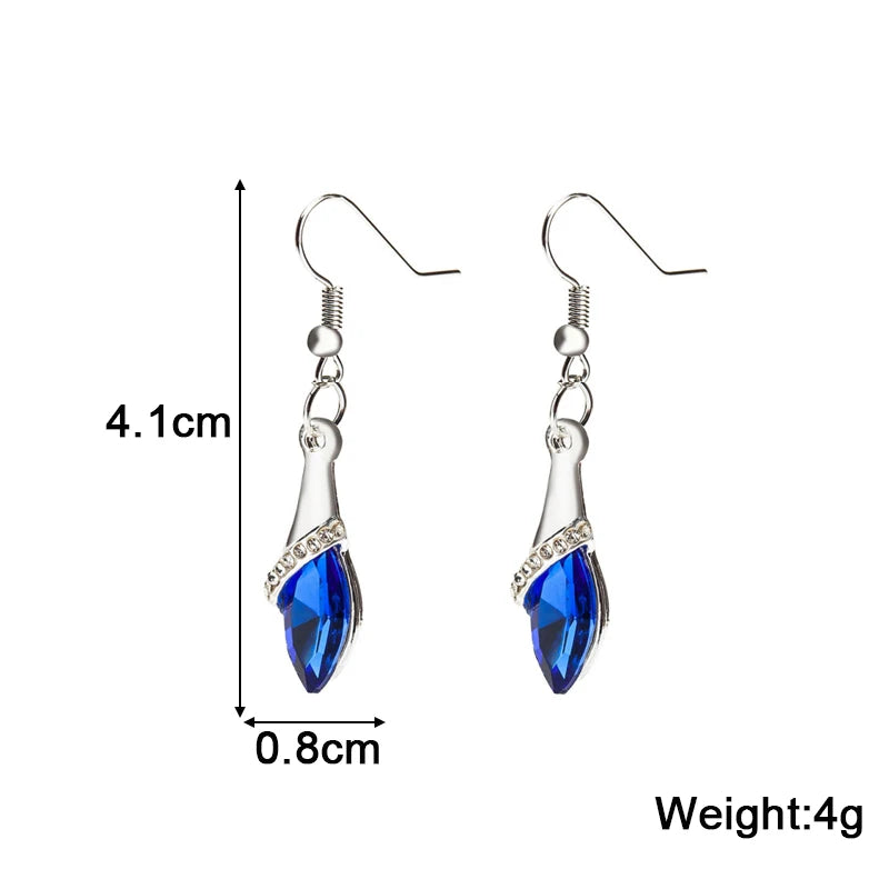Blue Geometric Flower Butterfly Dangle Earrings - Bohemian Statement Jewelry