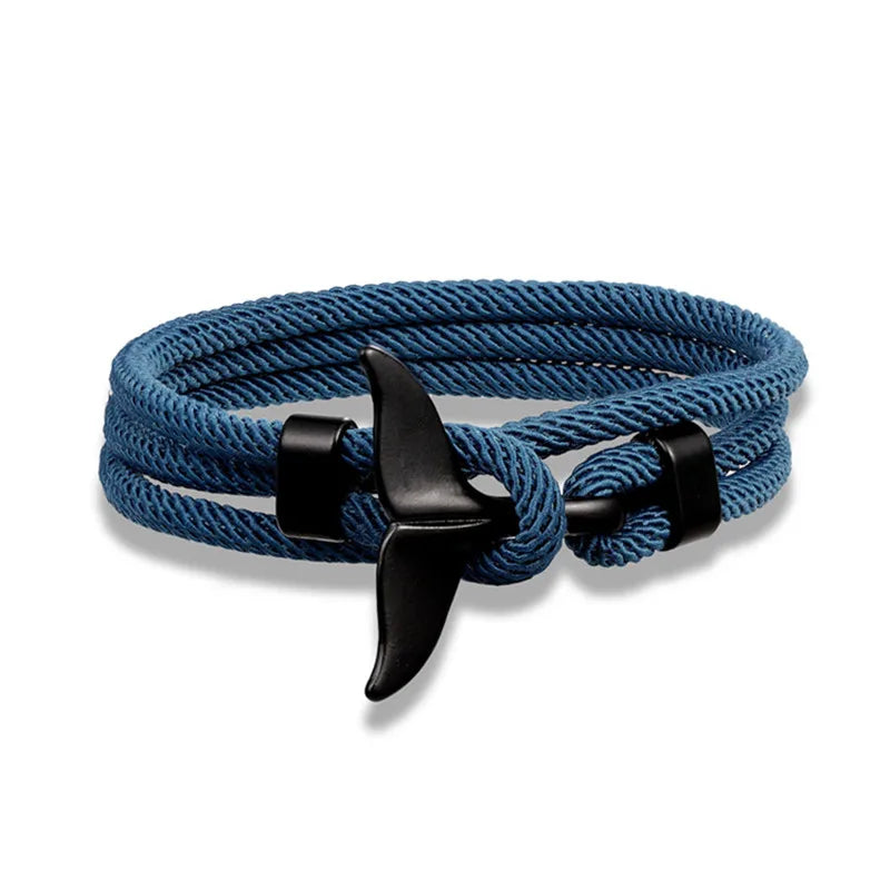 Ocean Anchor and Whale Tail Rope Bracelet - Adjustable Friendship Jewelry