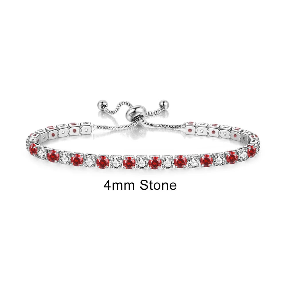Adjustable Rainbow Zircon Tennis Bracelet - Colorful Wedding Hand Chain
