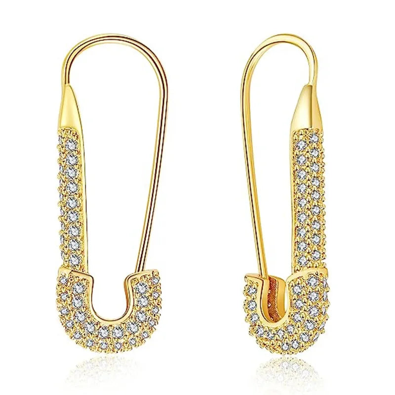 Paper Clip Design Earrings - Gold and Silver Color Modern Jewelry