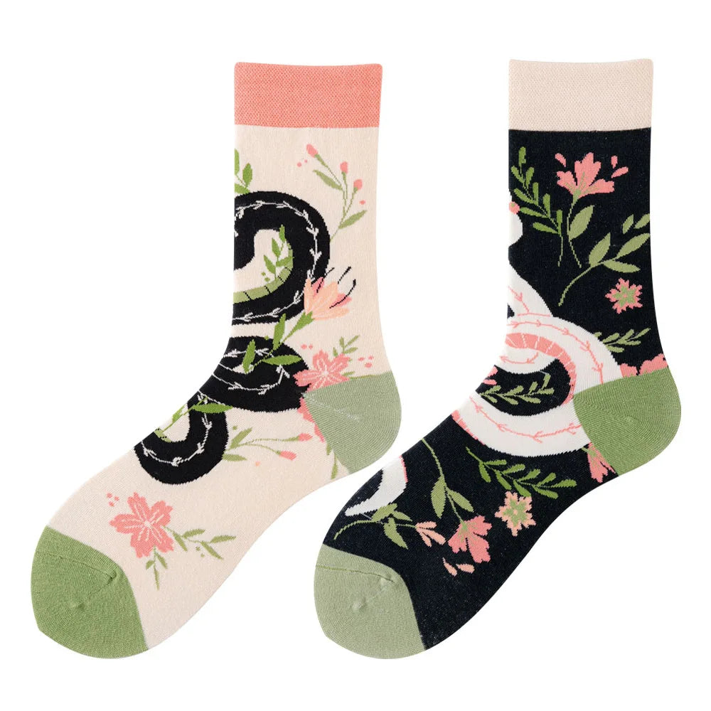Flower Fruit Candy Cotton Socks - Colorful Unisex Mid Tube Pair