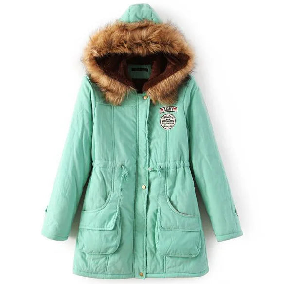 Hooded Thick Cotton Parka - Warm Winter Long Sleeve Jacket