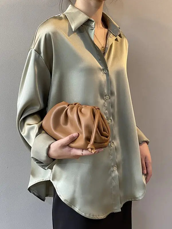 Vintage Button Up Blouse - Long Sleeve Loose Streetwear Shirt